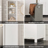 SoBuy BZR102-W Smalt Högskåp med Tvättkorg och 3 Öppna Hyllor, Badrumshögskåp 45 × 35 × 171 cm, Max 40 kg – Vit