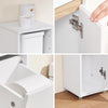 Sobuy BZR151-W vannas istabas skapis šaurām vietām, kompaktas uzglabāšanas skapis ar regulējamu plauktu un kasti, vannas istabas-to skapim kokā, balts, 20x20x96 cm