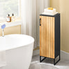Sobuy šaurais vannas istabas skapis bambudesign-kompaktā glabāšanas skapī ar durvīm, lieliski piemērots tualetei, vannas istabai vai virtuvei, 30x30x90cm modeļa bzr203-sch
