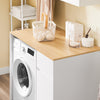 Sobuy Bzr217-Wn veļas mašīnas mēbeļu vannas istabas skapis ar veļas grozu un kasti veļas mašīnai un žāvētājam, koka mēbeles baltā krāsā, 100 x 60 x 90 cm