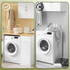 Sobuy Bzr217-Wn veļas mašīnas mēbeļu vannas istabas skapis ar veļas grozu un kasti veļas mašīnai un žāvētājam, koka mēbeles baltā krāsā, 100 x 60 x 90 cm