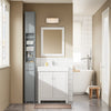 SoPirk BZR34-II-HG augsts vannas istabas skapis - brīvi stāvošs šaurs vannas istabas skapis, ūdensizturīgs MDF ar regulējamiem plauktiem un atvilktni - kompaktas vannas istabas mēbeles, pelēka, W20 x D20 x A180cm