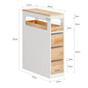 SoBuy BZR54-III-WN Kompakt Badrumsskåp med 3 Lådor och Hylla – Rullbar Förvaring 65x23x82 cm Vit & Natur