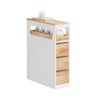 SoBuy BZR54-III-WN Kompakt Badrumsskåp med 3 Lådor och Hylla – Rullbar Förvaring 65x23x82 cm Vit & Natur