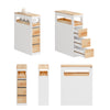SoBuy BZR54-III-WN Kompakt Badrumsskåp med 3 Lådor och Hylla – Rullbar Förvaring 65x23x82 cm Vit & Natur