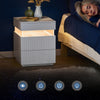 Sobuy FBT167-E-W naktsgaldiņš ar 3 kastēm un LED lukturiem, 3 regulējamas gaišas krāsas, moderns guļamistabu gultas galds un viesistabas, B 41 × D 40 × H 52 cm, balta