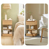 SoBuy FBT49-Nx2 Sängbord – 2-pack med 1 låda & 2 hyllor, Modern Förvaringsmöbel för Sovrum, L39 x D39 x H65 cm, Naturlig