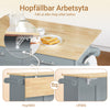 SoBuy FKW129-HG Köksö med fällbar bänkskiva & dolda hjul 115x68,7x91 cm Köksvagn med 2 lådor, justerbara hyllor och handdukshållare