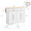 SoBuy FKW129-WN Köksvagn med hjul 113x91x(44–69) cm – Utfällbar Arbetsyta, 2 Lådor, Justerbara Hyllor, Köksö – Vit