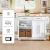 Sobuy FKW129-Wn virtuves vagons uz riteņiem-Kitchen salu ar saliekamo darba virsmu, 2 atvilktnēm un regulējamiem plauktiem, mobilo apkalpošanas ratiņi virtuvei vai ēdamistabai, balta 113x91x (44–69) CM