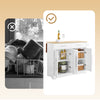 Sobuy FKW129-Wn virtuves vagons uz riteņiem-Kitchen salu ar saliekamo darba virsmu, 2 atvilktnēm un regulējamiem plauktiem, mobilo apkalpošanas ratiņi virtuvei vai ēdamistabai, balta 113x91x (44–69) CM
