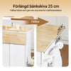 SoBuy FKW129-WN Köksvagn med hjul 113x91x(44–69) cm – Utfällbar Arbetsyta, 2 Lådor, Justerbara Hyllor, Köksö – Vit