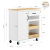 Sobuy fkw131 -wn virtuves vagons uz riteņiem -virtuves skapīši ar gumijas koka koka koka, bezmaksas virtuves vienību ēdamistabai un kafijas stacijai, 92 x 42 x 87 cm, balta