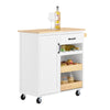 Sobuy fkw131 -wn virtuves vagons uz riteņiem -virtuves skapīši ar gumijas koka koka koka, bezmaksas virtuves vienību ēdamistabai un kafijas stacijai, 92 x 42 x 87 cm, balta