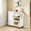 Sobuy fkw131 -wn virtuves vagons uz riteņiem -virtuves skapīši ar gumijas koka koka koka, bezmaksas virtuves vienību ēdamistabai un kafijas stacijai, 92 x 42 x 87 cm, balta