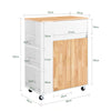 Sobuy fkw132-wn virtuves vagons uz riteņiem-Kitchen mēbeles ar darba virsmu gumijas kokā, brīvi stāvoša virtuves vienība pusdienu galdam un kafijas stacijai 70 x 40 x 90 cm balta