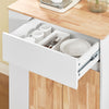 Sobuy fkw132-wn virtuves vagons uz riteņiem-Kitchen mēbeles ar darba virsmu gumijas kokā, brīvi stāvoša virtuves vienība pusdienu galdam un kafijas stacijai 70 x 40 x 90 cm balta