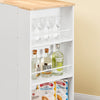 Sobuy fkw132-wn virtuves vagons uz riteņiem-Kitchen mēbeles ar darba virsmu gumijas kokā, brīvi stāvoša virtuves vienība pusdienu galdam un kafijas stacijai 70 x 40 x 90 cm balta