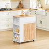 Sobuy fkw132-wn virtuves vagons uz riteņiem-Kitchen mēbeles ar darba virsmu gumijas kokā, brīvi stāvoša virtuves vienība pusdienu galdam un kafijas stacijai 70 x 40 x 90 cm balta
