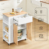 Sobuy fkw132-wn virtuves vagons uz riteņiem-Kitchen mēbeles ar darba virsmu gumijas kokā, brīvi stāvoša virtuves vienība pusdienu galdam un kafijas stacijai 70 x 40 x 90 cm balta