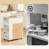 Sobuy fkw132-wn virtuves vagons uz riteņiem-Kitchen mēbeles ar darba virsmu gumijas kokā, brīvi stāvoša virtuves vienība pusdienu galdam un kafijas stacijai 70 x 40 x 90 cm balta