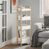 SoBuy FRG226-H-WN Badrumsmöbel med 4 hyllor – Platsbesparande toalettskåp, smal 20 cm bred toaletthylla i trä (vit/naturfärgad)