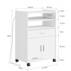 SoBuy FSB09-E-W Köksvagn med 4-i-1-laddningsstation – Med hjul eller fötter, 1 låda, 2 dörrar och justerbar hylla, vit, 61,5 × 40 × 92 cm