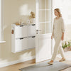 SoBuy FSR100-E-W Skåp hängande skor med 19 cm LED för entré | Elegant förvaring för entré och hall, modern design med LED-belysning, idealisk för små utrymmen