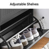 SoBuy FSR165-SCH Skobänk med Förvaring och Sittdyna – 2 Fällbara Luckor, 60 × 24 × 54 cm | Svart