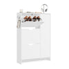 SoBuy FSR220-W Skoställ, skoskåp, smalt 24 cm – nordisk design – fällbart skåp, 12 par + 3 sidor för hall, entré, liten lägenhet, vuxna, vit, 84 × 24 × 122 cm