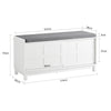 SoBuy FSR86-W Skobänk med 2 Skjutdörrar 114x40x53 cm – 5 cm Dyna, 150 kg, MDF (E1), Halkfria Fötter, Hall & Sovrum – Vit