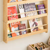SoPirkt KMB08-N Bērnu grāmatu skapis, bērnu istabas sienas plaukts, bērnu plaukts, uzglabāšanas plaukts ar 4 plauktiem grāmatām, rotaļlietām un dekorācijām, bērnu istabas mēbeles, dabīgs, 80 x 118 x 12 cm