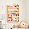 SoPirkt KMB08-N Bērnu grāmatu skapis, bērnu istabas sienas plaukts, bērnu plaukts, uzglabāšanas plaukts ar 4 plauktiem grāmatām, rotaļlietām un dekorācijām, bērnu istabas mēbeles, dabīgs, 80 x 118 x 12 cm