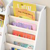 Sobuy KMB119-W Montessori Bookcracker mazbērni ar auduma kabatām, 3 plauktiem un šķiedru kabatām Rotaļlietu plaukts un glabāšanas bērnu istabas mēbeles baltas 80 x 80 x 40 cm