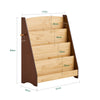 Sobuy KMB32-N Bookcracker Child Montessori bērnu plaukts ar 4 glabāšanas nodalījumu un 2 āķu plauktu bērnu istabas rotaļlietu glabāšanas grāmatu rāmja piekārtā nodalījuma daba 91 x 89 x 30 cm