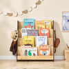Sobuy KMB32-N Bookcracker Child Montessori bērnu plaukts ar 4 glabāšanas nodalījumu un 2 āķu plauktu bērnu istabas rotaļlietu glabāšanas grāmatu rāmja piekārtā nodalījuma daba 91 x 89 x 30 cm