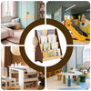 Sobuy KMB32-N Bookcracker Child Montessori bērnu plaukts ar 4 glabāšanas nodalījumu un 2 āķu plauktu bērnu istabas rotaļlietu glabāšanas grāmatu rāmja piekārtā nodalījuma daba 91 x 89 x 30 cm