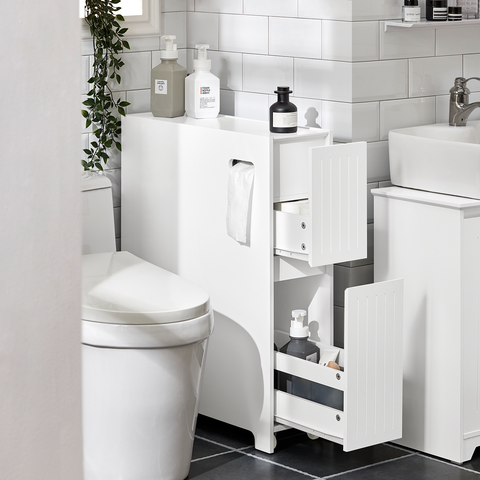 Sobuy tualetes papīra turētājs ar plauktu glabāšanas vannas istabas skapja vannas istabas plauktu bzr111-W