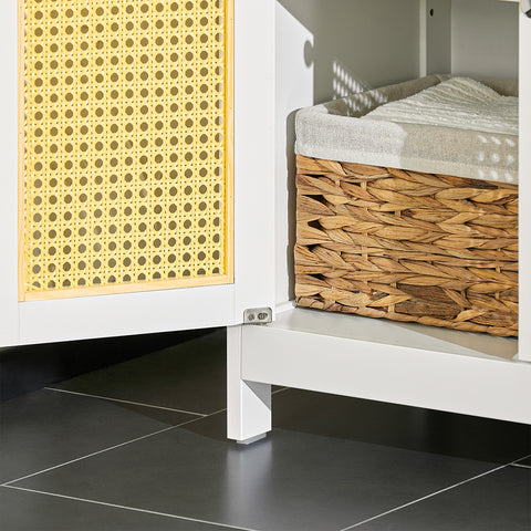 Sobuy vannas istabas skapis ar 2 durvīm ziedot uzglabāšanas skapi ar regulējamu plauktu BZR120 W