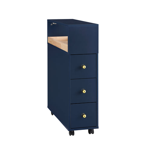 Sobuy šaurais vannas istabas skapis ar riteņiem un pagarināmām kastēm-Dark Blue Bzr191-B (kopija)