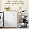 SoBuy BZR33-II-W Badrumsskåp med Tvättkorgar 78x38x90 cm – 2×45L Avtagbara Korgar, 2 Lådor, Fuktresistent MDF – Vit