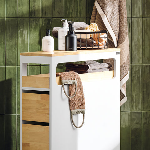 Sobuy vannas istabas skapīši uz riteņiem, stūra skapīši virtuve, veļas mašīnas skapis Šauras plauktu bloks ar riteņiem Bzr54-W