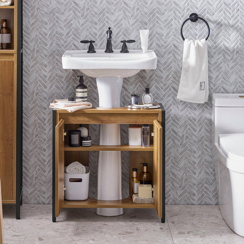 Sobuy Washbasin ar 2 durvīm, vannas istabas skapjiem BZR63-II-PF