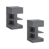 SoBuy FBT49-HGx2 Sängbord – 2-pack Nattduksbord med 1 Låda & 2 Hyllor, Modern Förvaringsmöbel för Sovrum, 39x39x65 cm, Grå