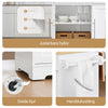 SoBuy FKW129-WN Köksvagn med hjul 113x91x(44–69) cm – Utfällbar Arbetsyta, 2 Lådor, Justerbara Hyllor, Köksö – Vit