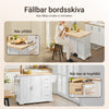 SoBuy FKW41-WN Köksö på hjul 130x46(+25)x91 cm – Utdragbar Arbetsyta, 3 Lådor, Justerbar Hylla, 90 kg – Vit/Naturträ