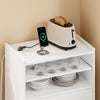 SoBuy FSB09-E-W Köksvagn med 4-i-1-laddningsstation – Med hjul eller fötter, 1 låda, 2 dörrar och justerbar hylla, vit, 61,5 × 40 × 92 cm