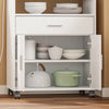 SoBuy FSB09-E-W Köksvagn med 4-i-1-laddningsstation – Med hjul eller fötter, 1 låda, 2 dörrar och justerbar hylla, vit, 61,5 × 40 × 92 cm