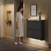 SoBuy FSR100-E-SCH hängande skoskåp med sensorljus 19 cm för hall | Skohylla med LED-belysning, för entré, hall och små lägenheter, smal design