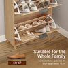 SoBuy FSR212-N smal skoskåp - skoskåp i trä 24 cm brett, stor kapacitet för skor upp till storlek 47, nordisk design, idealisk för hall, entré, familj, färg trä, mått 60x24x95 cm
